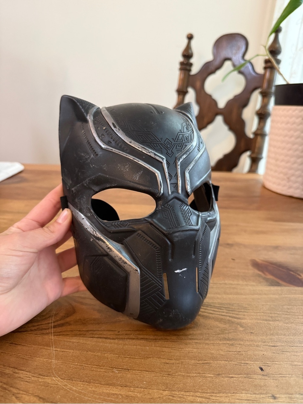 Black Panther Style kids Movie Mask - Black with Silver Accents
